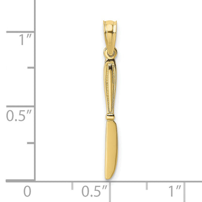 10K Yellow Gold 10K 3-D And Polished Table Knife Charm