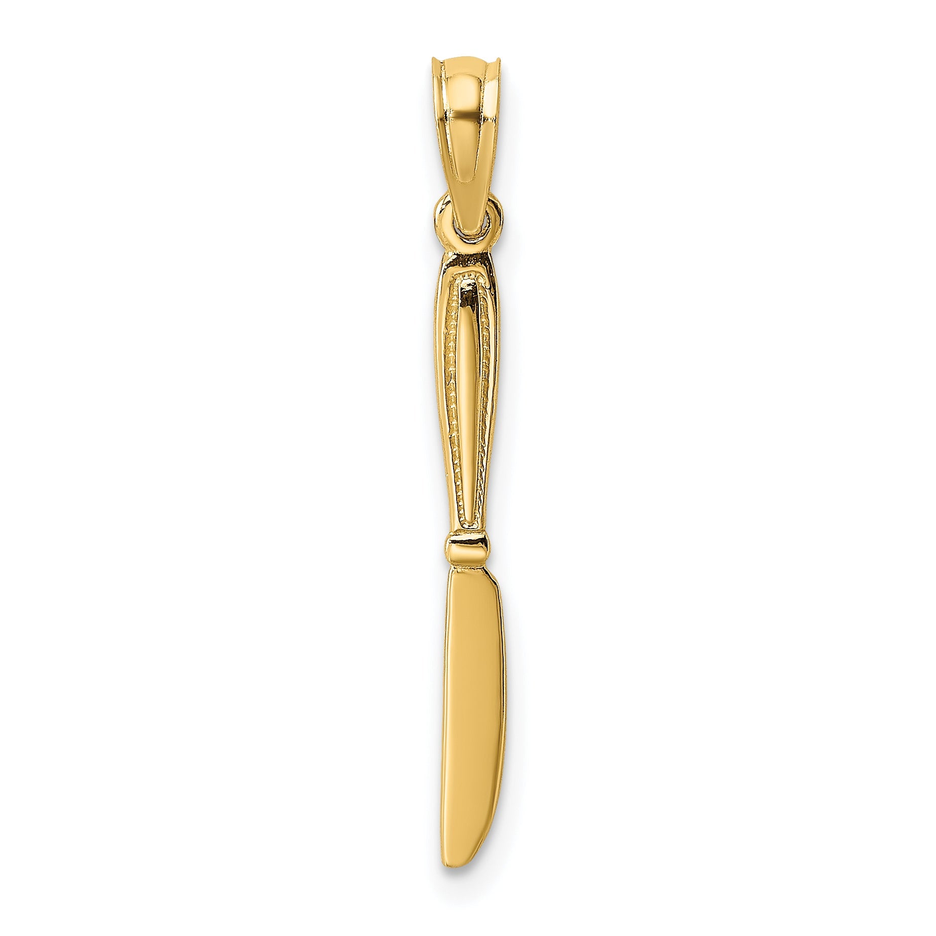 10K Yellow Gold 10K 3-D And Polished Table Knife Charm