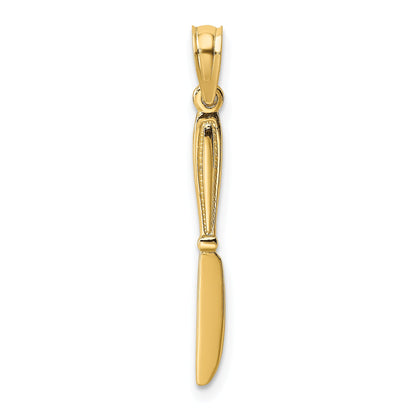 10K Yellow Gold 10K 3-D And Polished Table Knife Charm