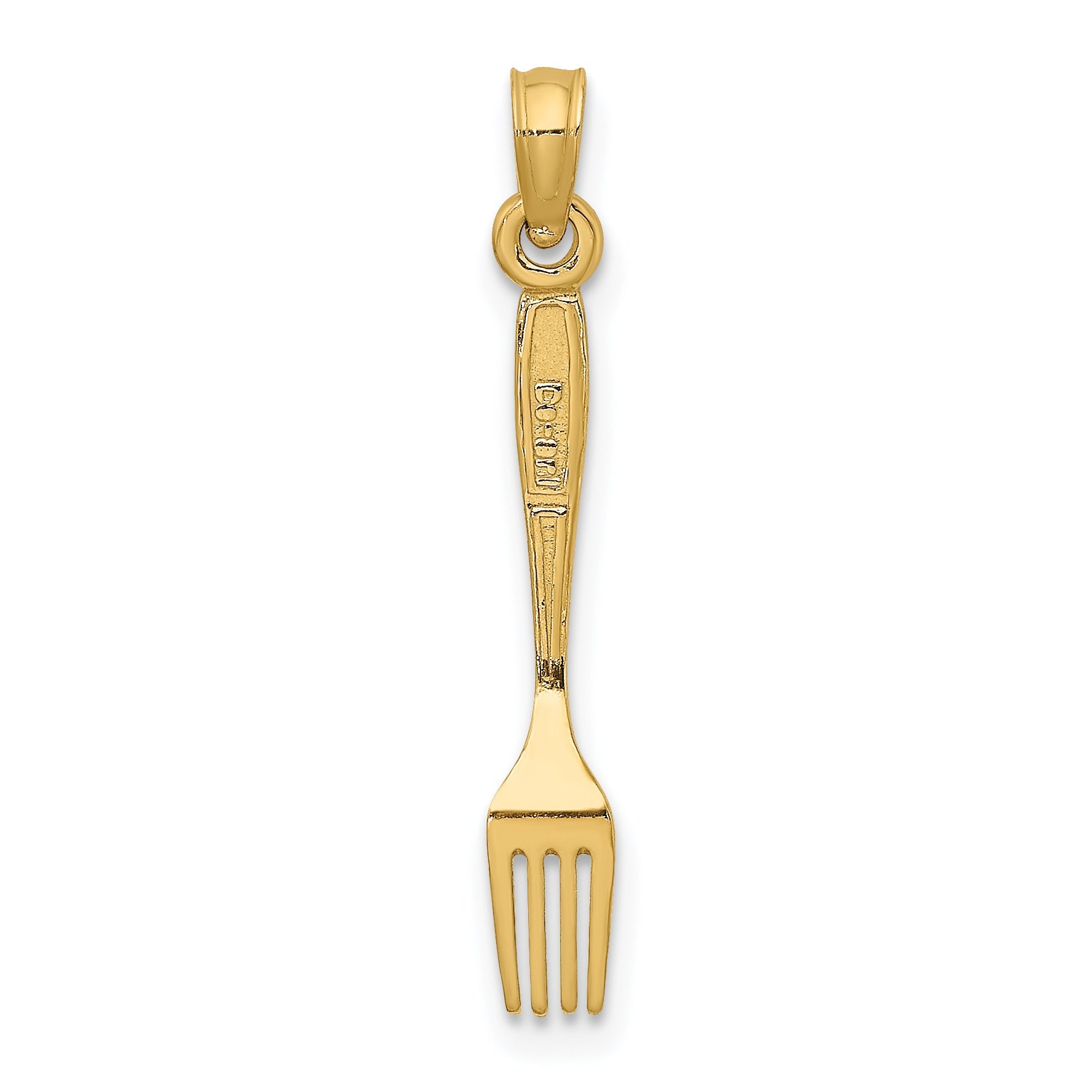 10K Yellow Gold 10K 3-D And Polished Table Fork Charm