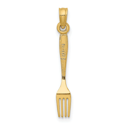 10K Yellow Gold 10K 3-D And Polished Table Fork Charm