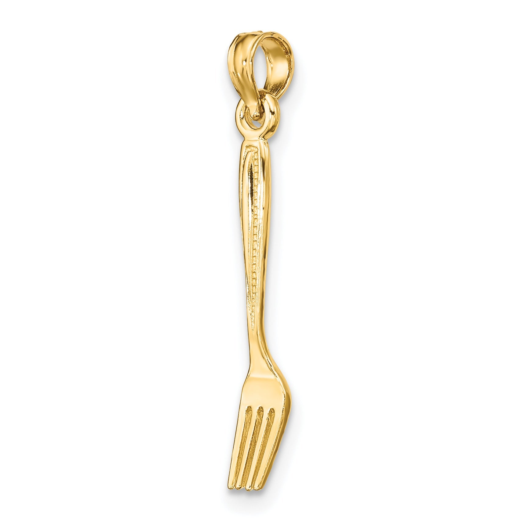 10K Yellow Gold 10K 3-D And Polished Table Fork Charm