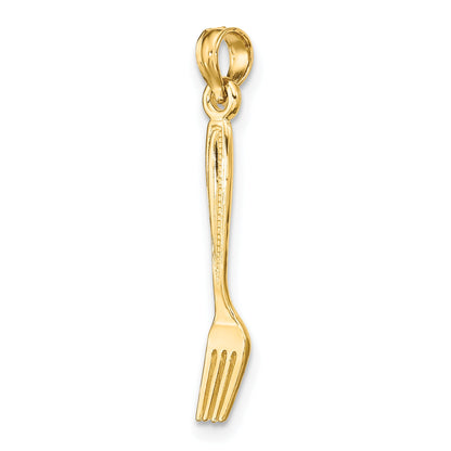 10K Yellow Gold 10K 3-D And Polished Table Fork Charm