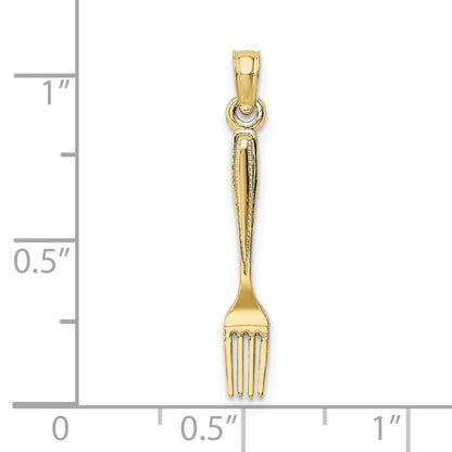 10K Yellow Gold 10K 3-D And Polished Table Fork Charm