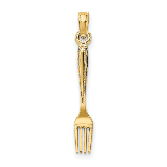 10K Yellow Gold 10K 3-D And Polished Table Fork Charm