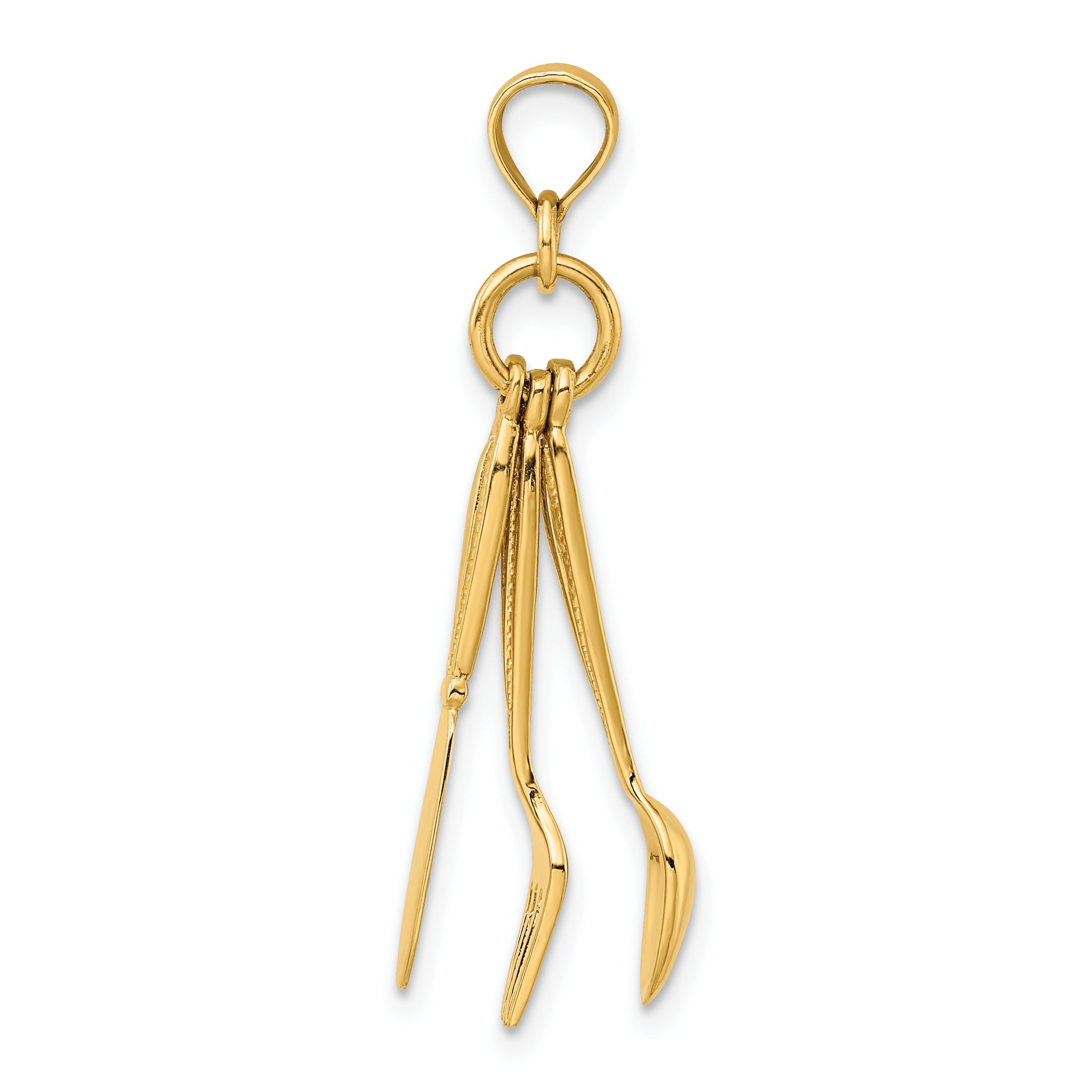10K Yellow Gold 10K 3-D Moveable Knife, Fork, And Spoon Charm