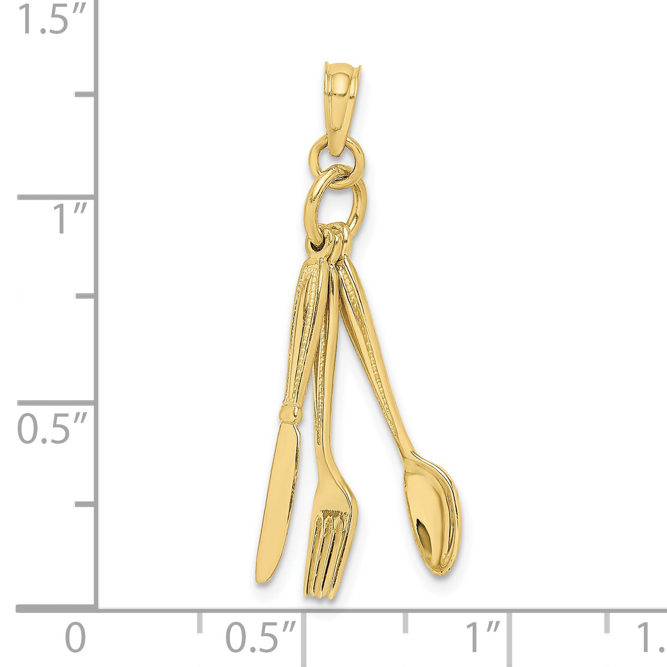 10K Yellow Gold 10K 3-D Moveable Knife, Fork, And Spoon Charm