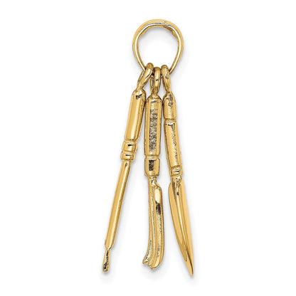 10K Yellow Gold 10K 3-D Moveable Garden Hand Tool Collection Charm