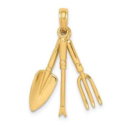 10K Yellow Gold 10K 3-D Moveable Garden Hand Tool Collection Charm