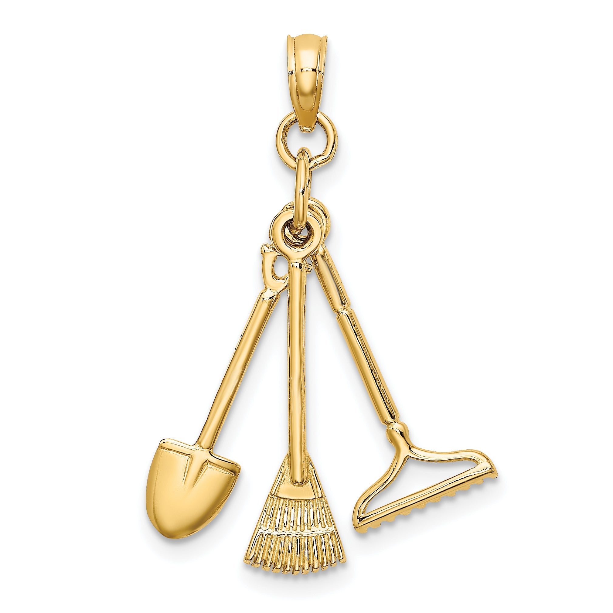 10K Yellow Gold 10K 3-D Moveable Garden Tool Collection Charm