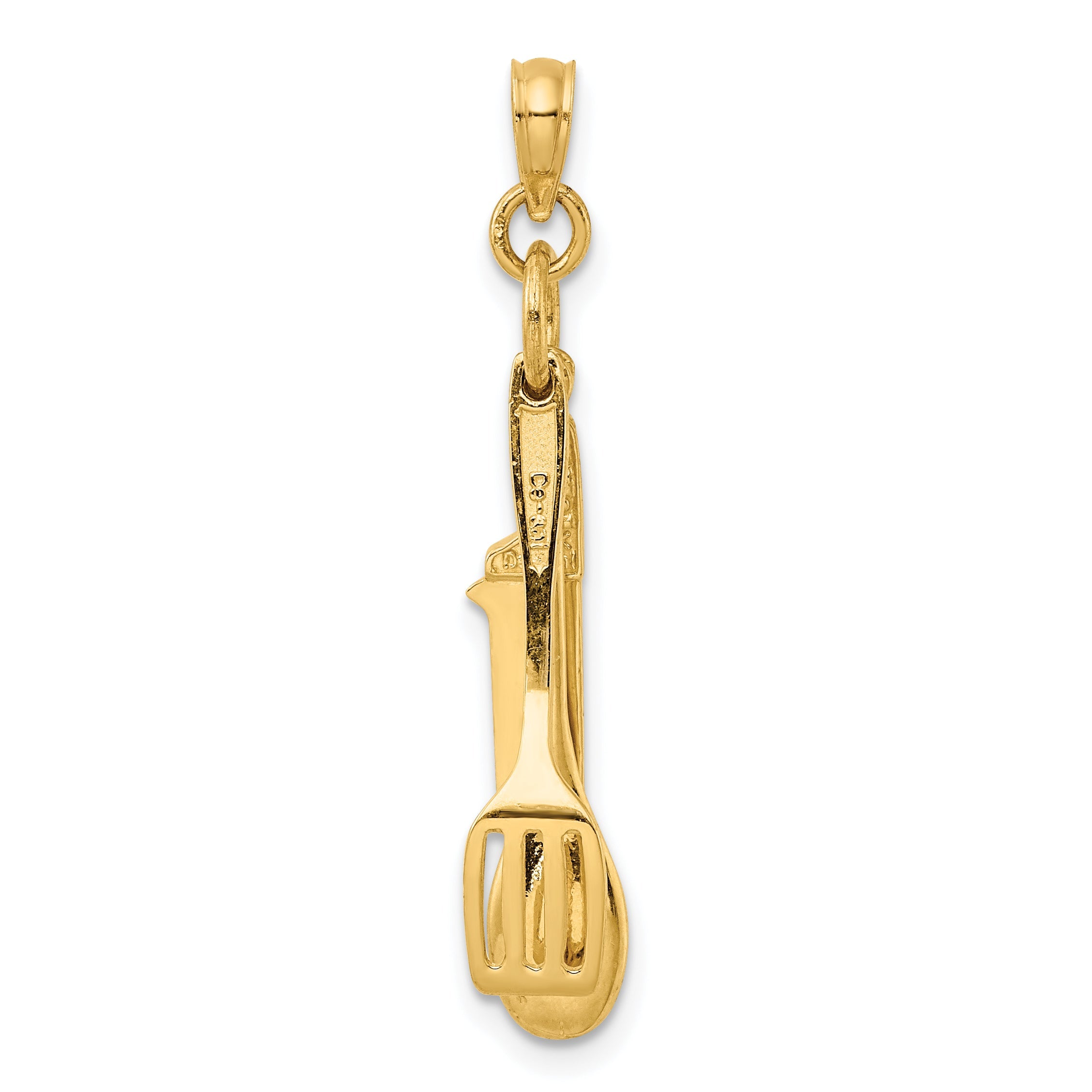 10K Yellow Gold 10K 3-D Moveable Spatula, Spoon, And Knife Charm