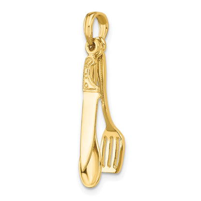 10K Yellow Gold 10K 3-D Moveable Spatula, Spoon, And Knife Charm