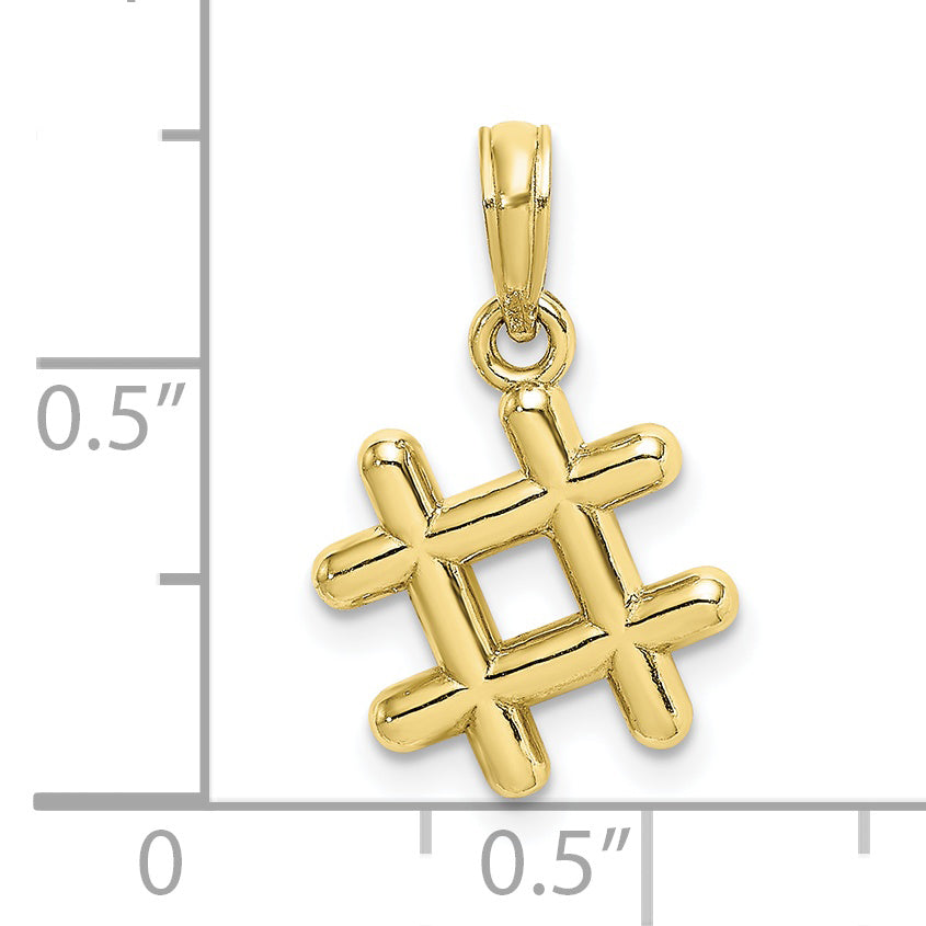 10K Yellow Gold 10K 3-D Hashtag Charm