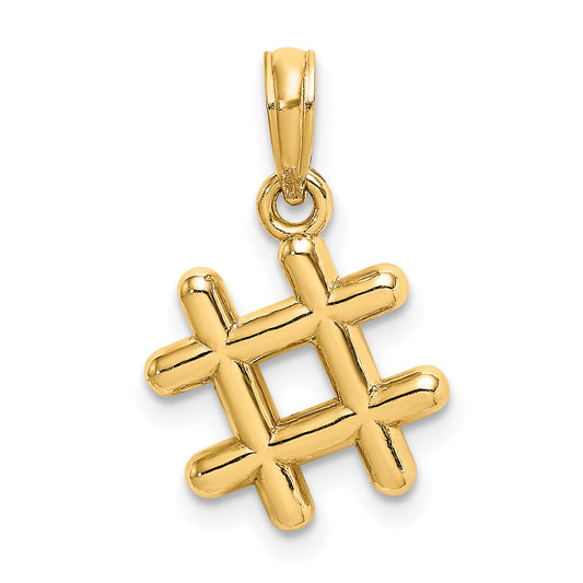 10K Yellow Gold 10K 3-D Hashtag Charm