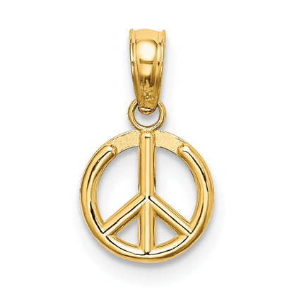 10K Yellow Gold 3-D Peace Symbol Charm
