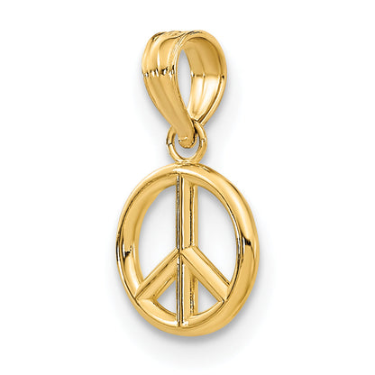 10K Yellow Gold 3-D Peace Symbol Charm