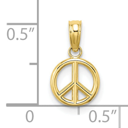 10K Yellow Gold 3-D Peace Symbol Charm