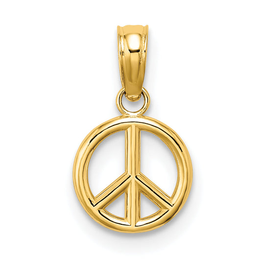 10K Yellow Gold 3-D Peace Symbol Charm