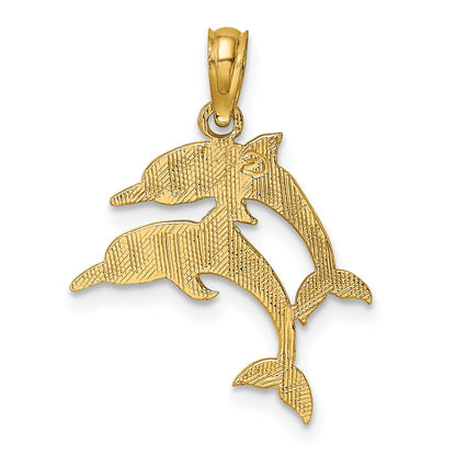10K Yellow Gold 10K Double Dolphins Charm