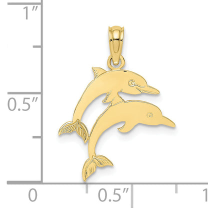 10K Yellow Gold 10K Double Dolphins Charm