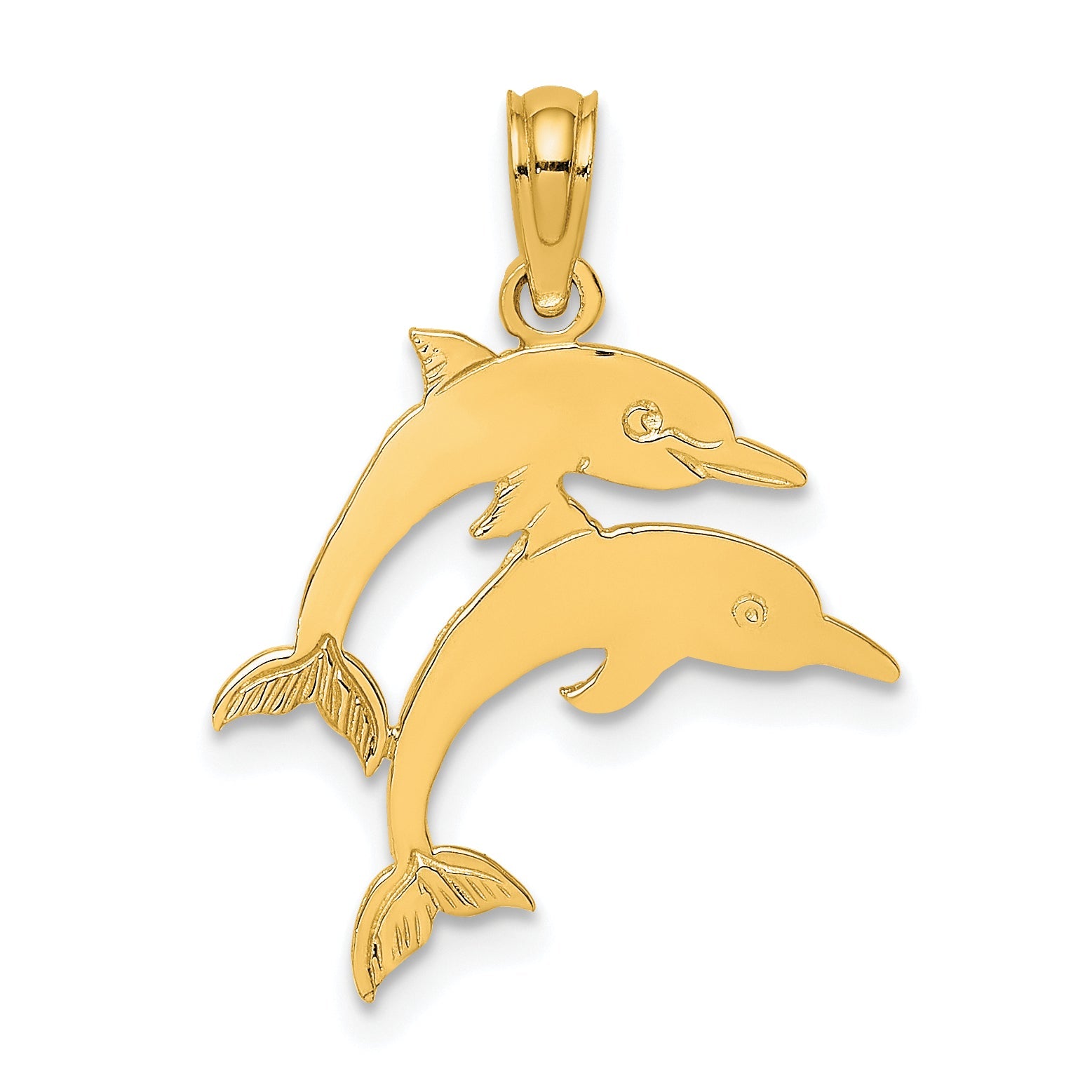 10K Yellow Gold 10K Double Dolphins Charm
