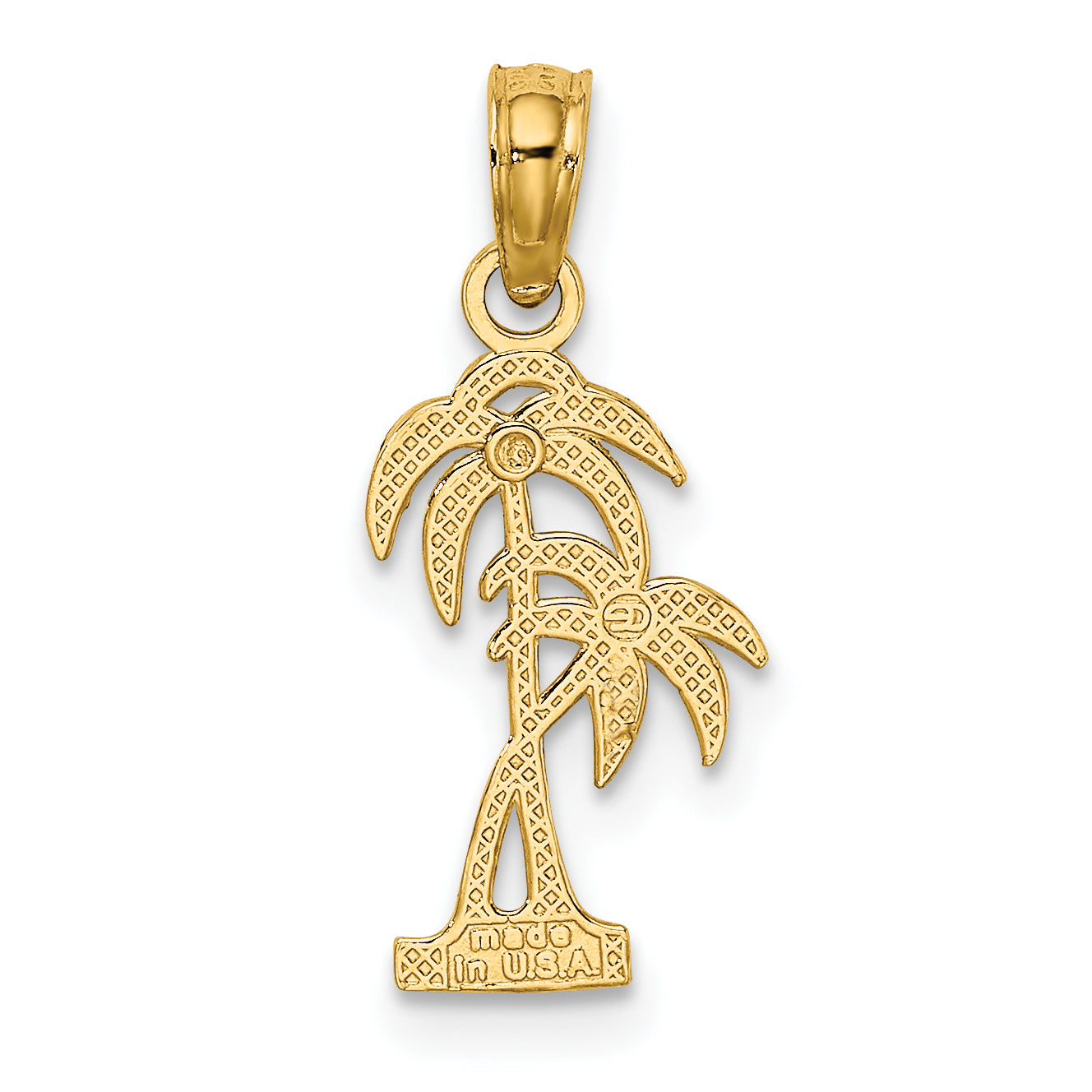 10K Yellow Gold 10K Textured Double Palm Tree Charm