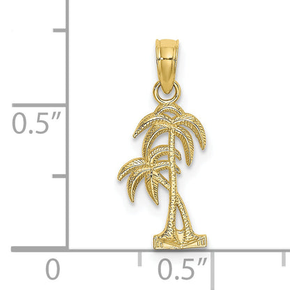 10K Yellow Gold 10K Textured Double Palm Tree Charm