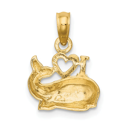10K Yellow Gold 10K Polished I Heart Whales Charm
