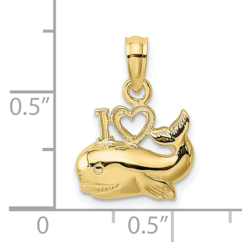 10K Yellow Gold 10K Polished I Heart Whales Charm