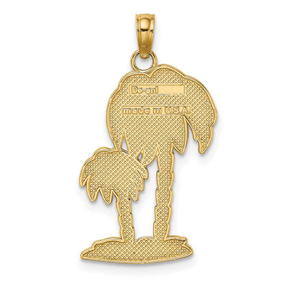 10K Yellow Gold 10K 2-D Textured Double Palm Trees Charm