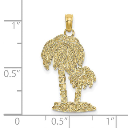 10K Yellow Gold 10K 2-D Textured Double Palm Trees Charm