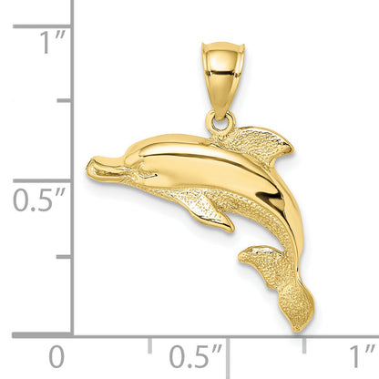 10K Yellow Gold 10K 2-D Polished And Engraved Dolphin Charm