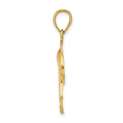 10K Yellow Gold 10K Polished Dolphin Jumping Charm