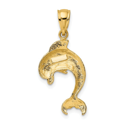 10K Yellow Gold 10K Polished Dolphin Jumping Charm
