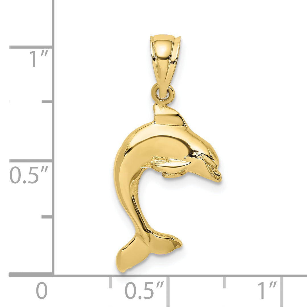 10K Yellow Gold 10K 2-D Polished Dolphin Jumping Charm