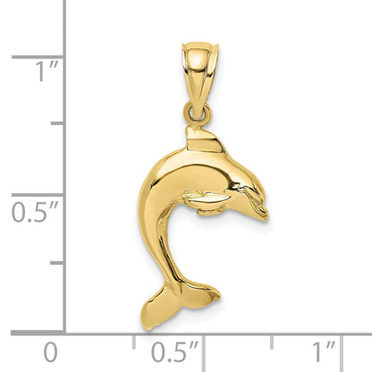 10K Yellow Gold 10K 2-D Polished Dolphin Jumping Charm