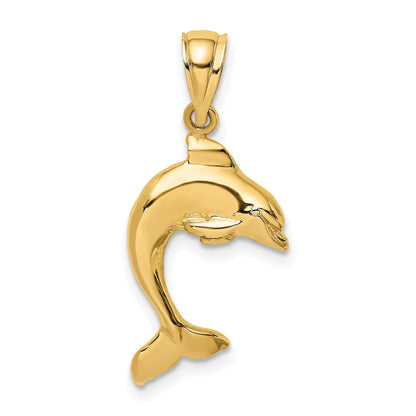 10K Yellow Gold 10K 2-D Polished Dolphin Jumping Charm