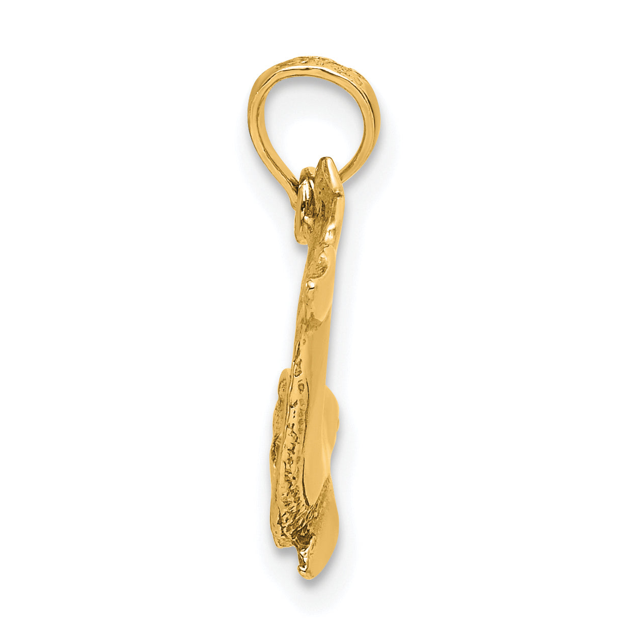 10K Yellow Gold 10K Textured Dolphin Jumping Charm