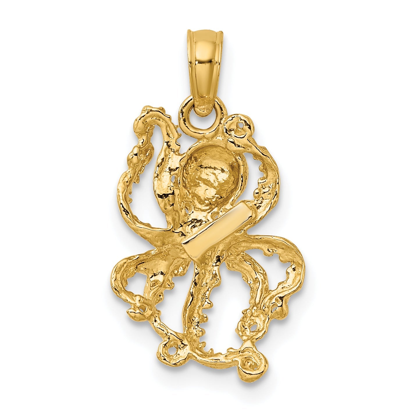 10K Yellow Gold 10K 2-D Textured Octopus Charm