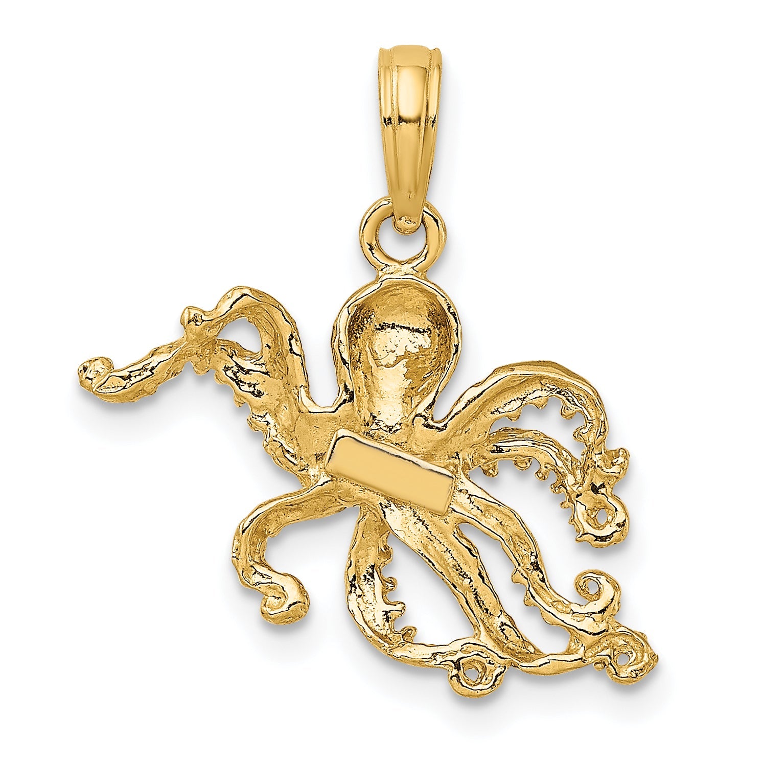 10K Yellow Gold 10K 2-D And Textured Octopus Charm