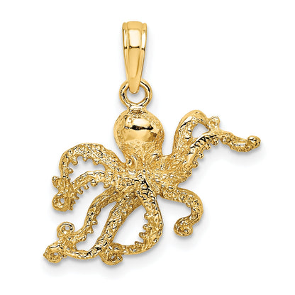 10K Yellow Gold 10K 2-D And Textured Octopus Charm
