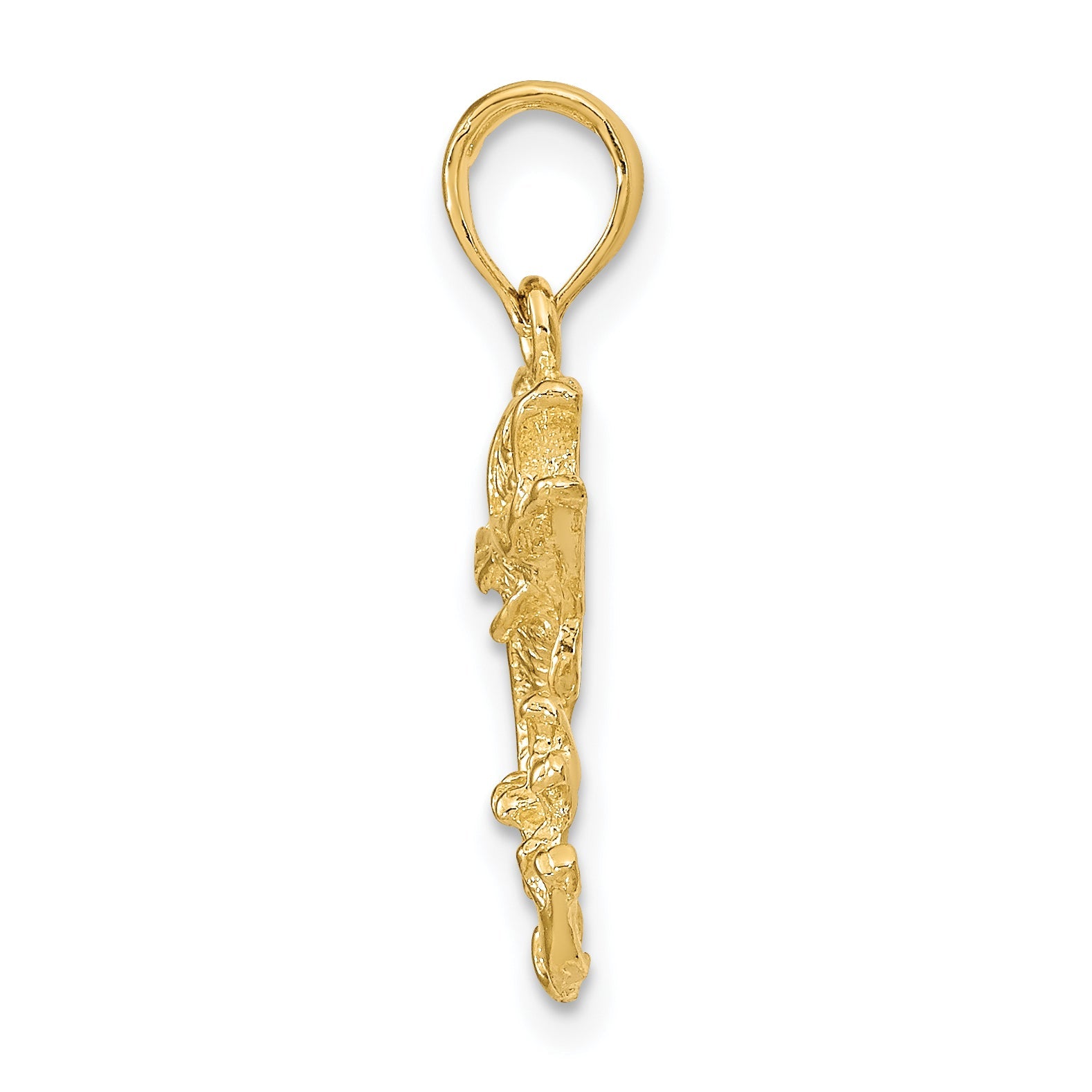 10K Yellow Gold Polished Bass Fish Pendant