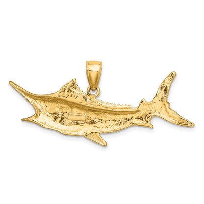 10K Yellow Gold 10K 2-D Textured Marlin Fish Charm