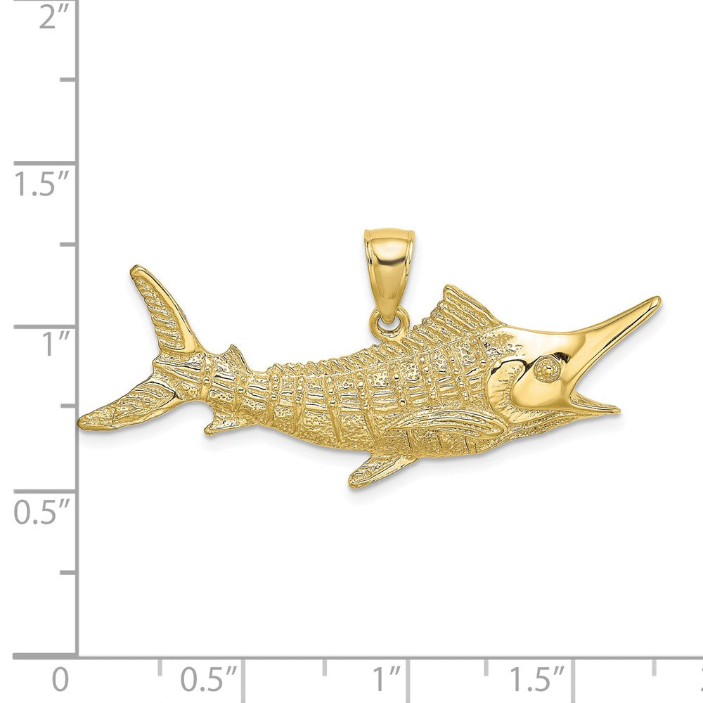10K Yellow Gold 10K 2-D Textured Marlin Fish Charm