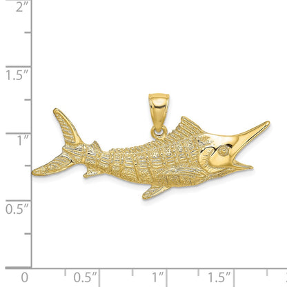 10K Yellow Gold 10K 2-D Textured Marlin Fish Charm