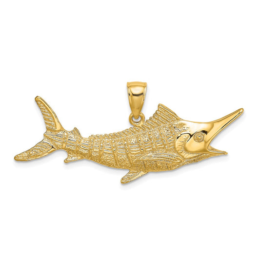 10K Yellow Gold 10K 2-D Textured Marlin Fish Charm