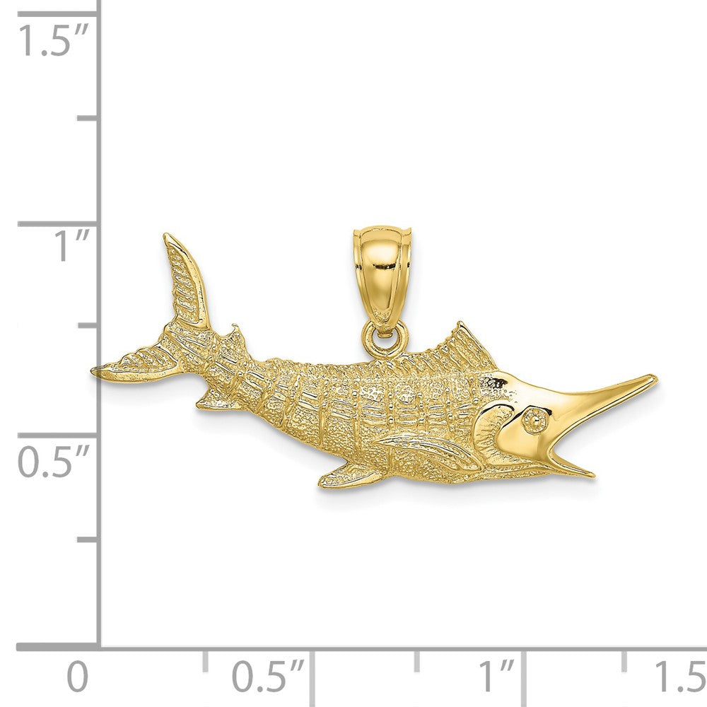 10K Yellow Gold 10K 2-D Textured Marlin Fish Charm