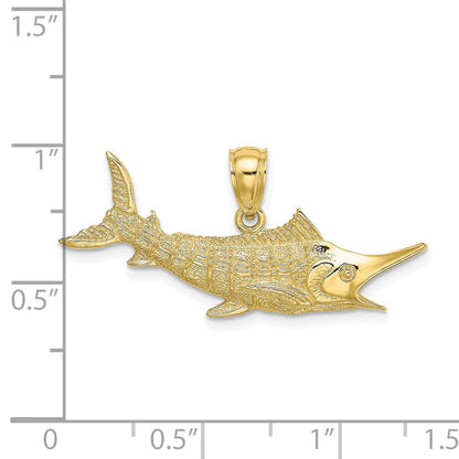 10K Yellow Gold 10K 2-D Textured Marlin Fish Charm