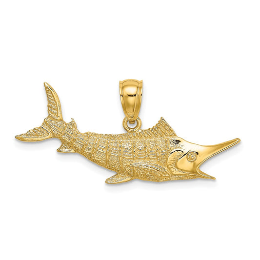 10K Yellow Gold 10K 2-D Textured Marlin Fish Charm