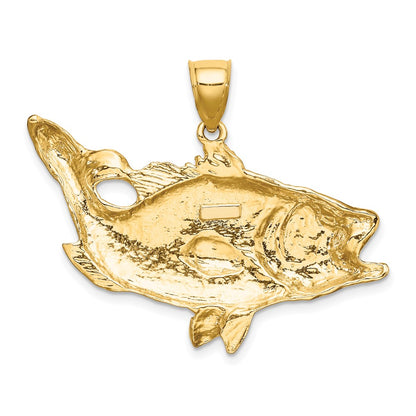 10K Yellow Gold 10K Open Mouth Bass Fish Charm